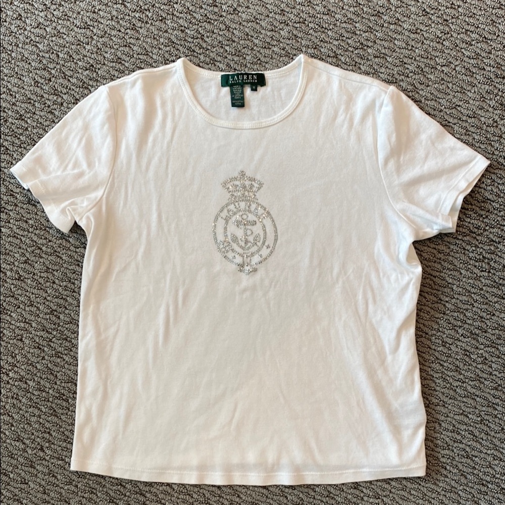 Ralph Lauren Nautical White with silver rhinestone design Short Sleeve T-Shirt